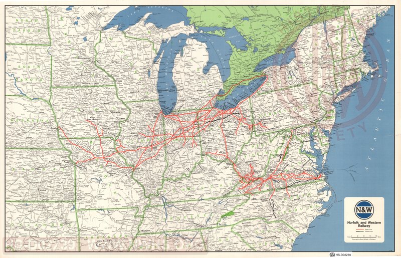 N&W Railway System Map, 1966