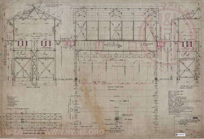 Erection Diagram of Anchor Bolt Plan, 75'-0" Overhead Coaling Bridge, Vickers VA