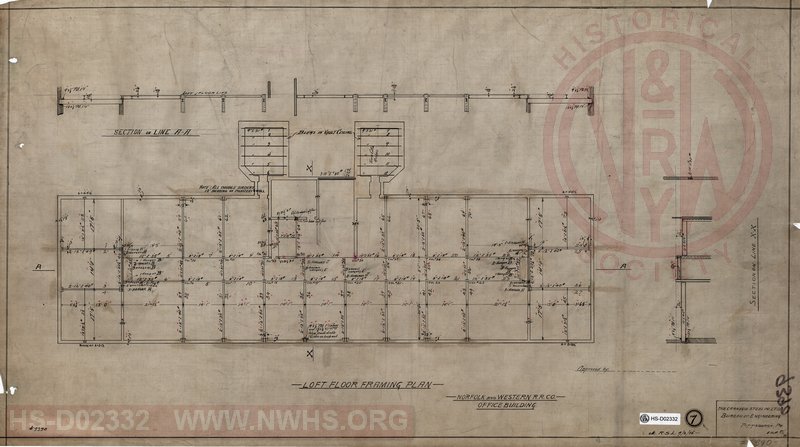 N&W RR Co  Office Building - Loft Floor Framing Plan