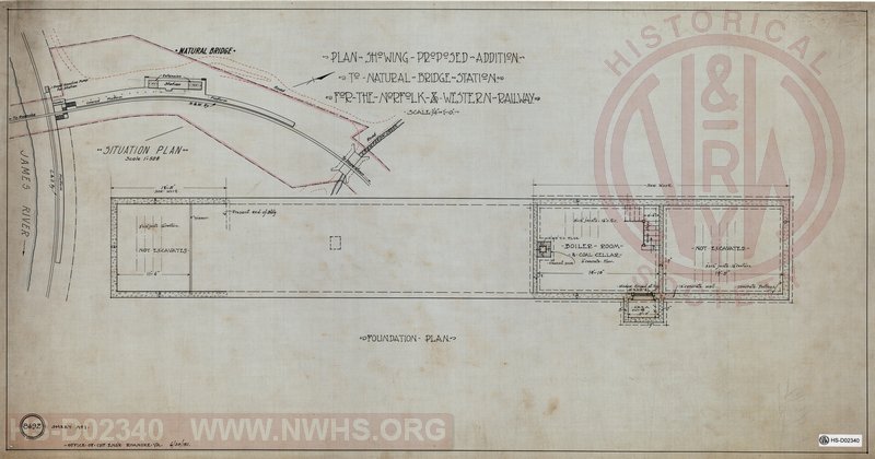 Plan showing proposed addition to Natural Bridge Station for the Norfolk & Western Railway. Sheet No 1