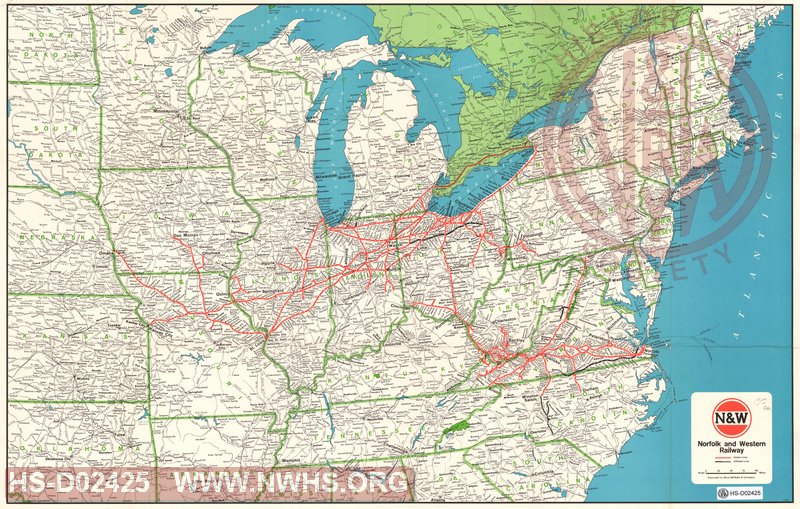 N&W Railway System Map 05/1965