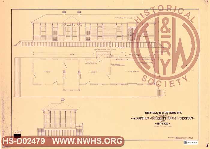 Plan of Addition of Freight Room to Station at Boyce