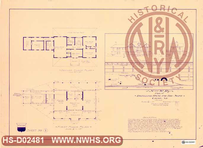 Plan of Dwelling House for Division Superintendant at Crewe VA.