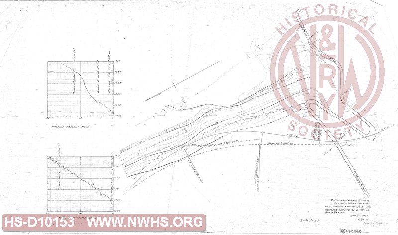 Map showing county road and proposed change of same at road branch, Maben - McGraw Location, Virginia - Wyoming Railway