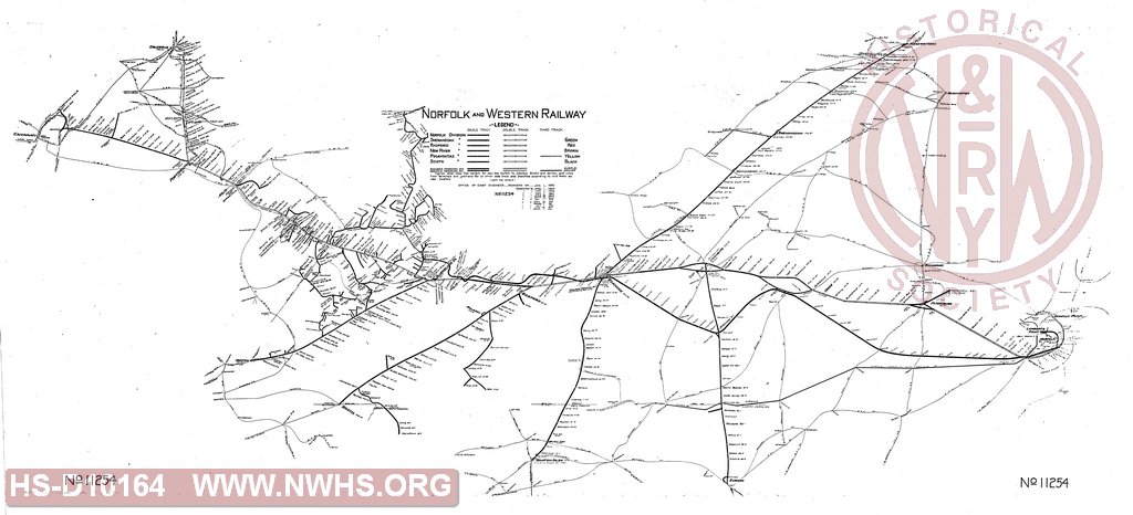 N&W system map, Cincinnati/Columbus to Norfolk, VA