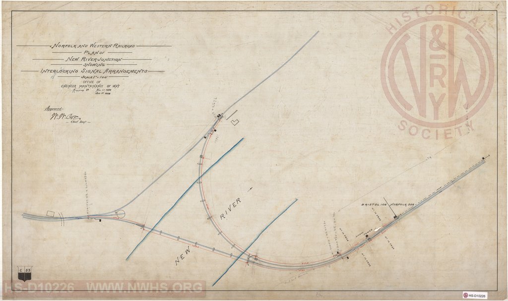 N&W RR Plan of New River Junction showing interlocking signal arrangements