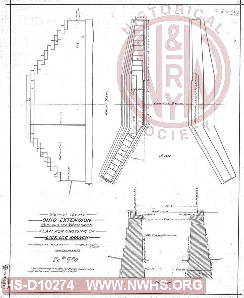 Ohio Extension, Plan for Crossing of Licklog Branch, Br #980