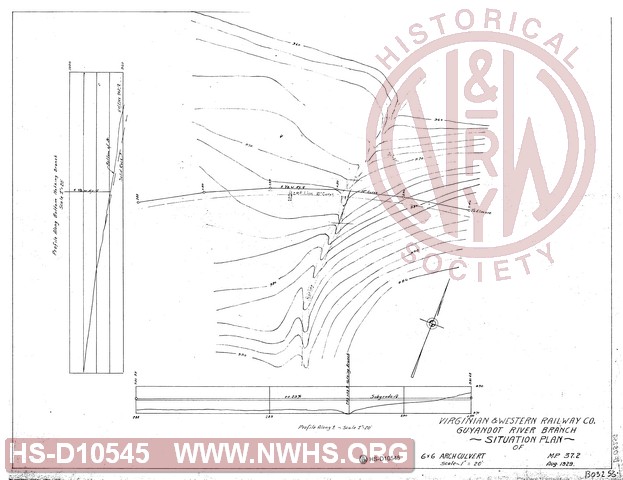 Virginian & Western Railway Co, Guyandot River Branch, Situation Plan of 6x6 Arch Culvert MP 37.2