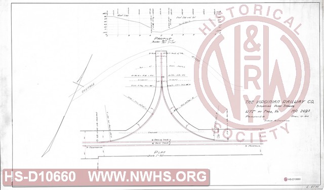 The Virginian Railway, Situation Plan showing Wye at Fagg, VA MP 269.7