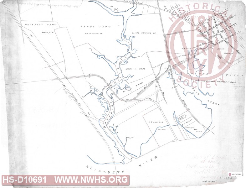 Map of Land of the Portsmouth Co, Norfolk Co, Va, June 1906