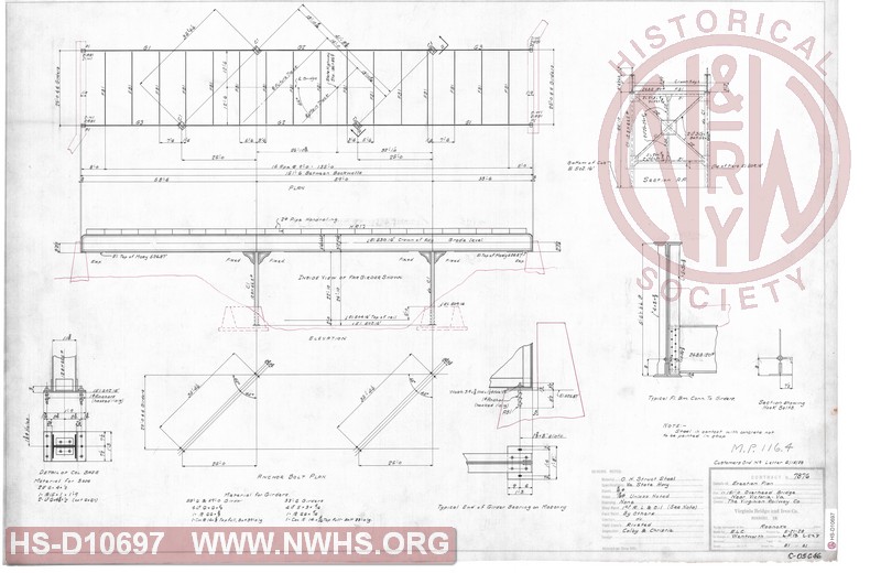 Details of Erection Plan for 1-151'-0 Overhead Bridge near Victoria, Va for Virginian Railway Co