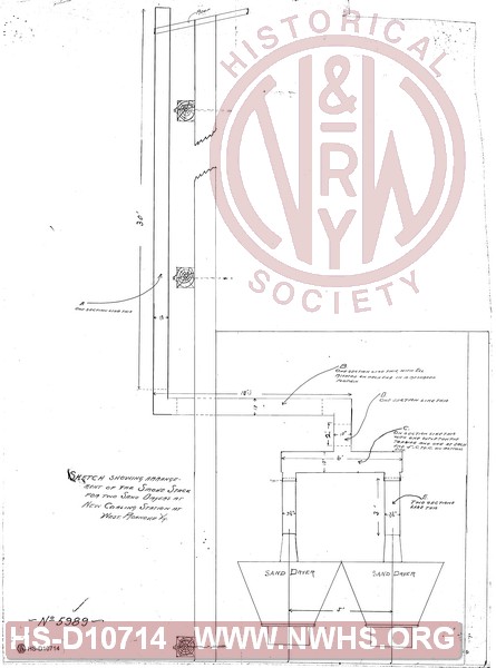 Sketch showing arrangement of the Smoke Stack for two Sand Dryers at New Coaling Station at West Roanoke, VA