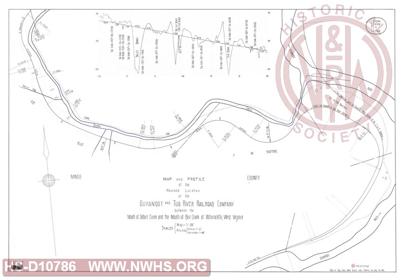 Map and Profile of the Revised Location of the Guyandot and Tug River Railroad Company