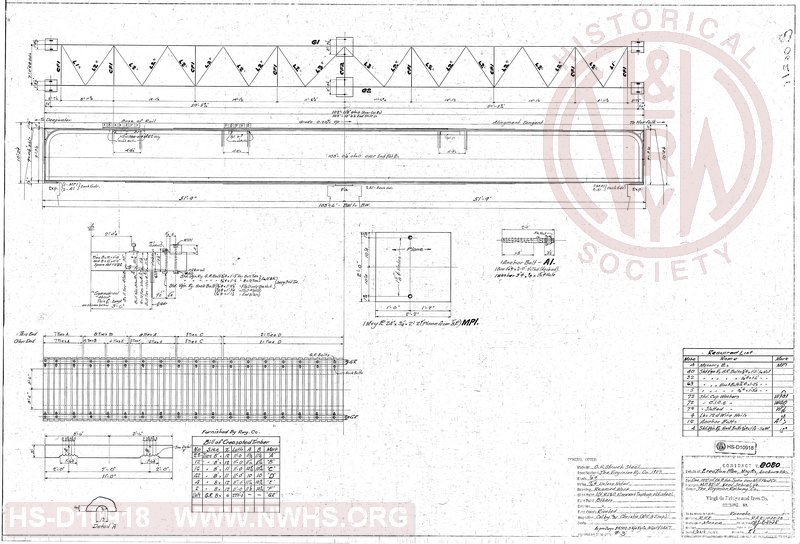 Erection Plan, Masonry Plan, Anchors Etc. for One 102'-10" Deck Plate Girder Span over Mill Pond Creek