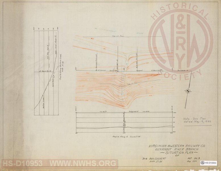 Virginian & Western Railway Co. Guyandot River Branch - Situation Plan of 3x4 Box Culvert MP 36.9