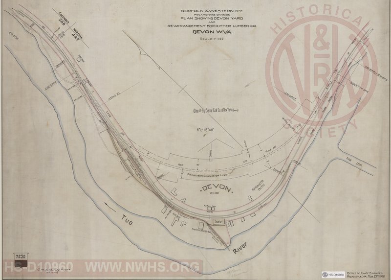 N&W Ry Pocahontas Division Plan showing Devon Yard and Re-Arrangement for Ritter Lumber Co., Devon W.Va.
