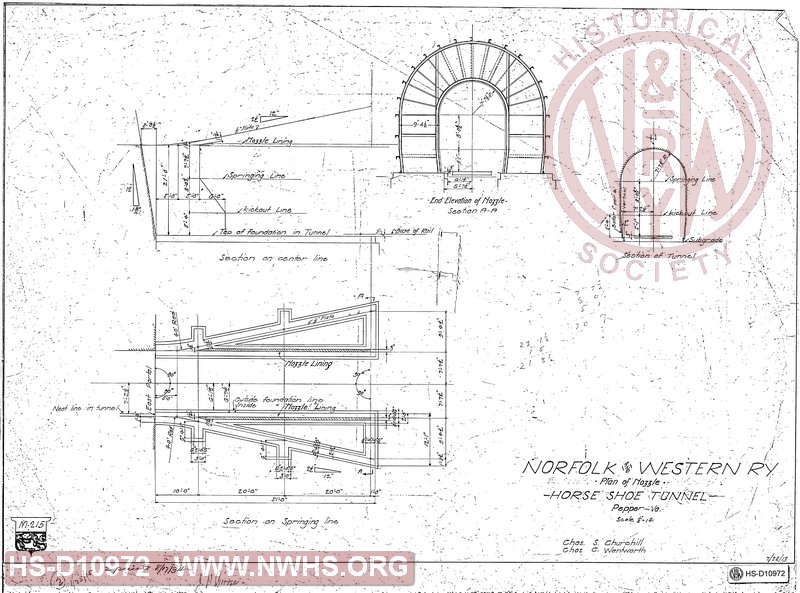 Plan of Nozzle, Horse Shoe Tunnel, Pepper VA