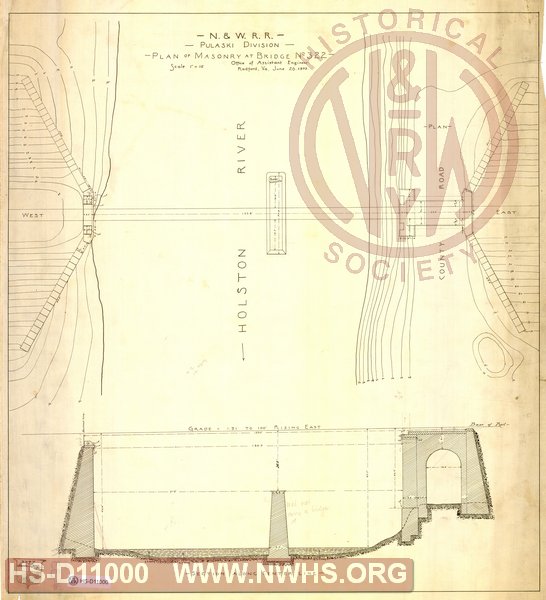 N&W RR, Pulaski Division, Plan of Masonry at Bridge No 322