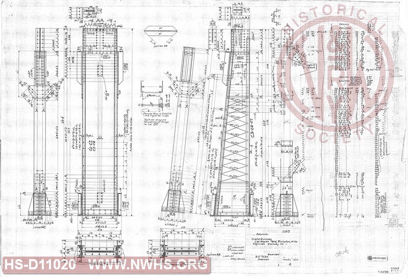 Details of Columns for Crane Runway, Car Repair Yard, Princeton WV,