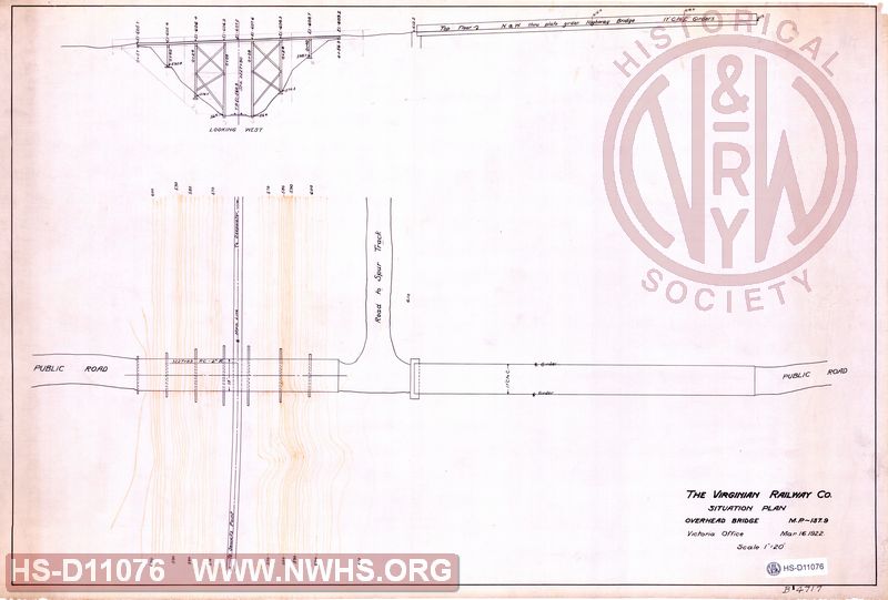 The Virginian Railway, Situation plan, Overhead bridge, M.P. 137.9