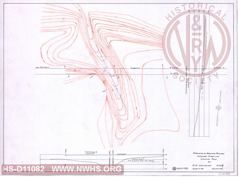 Virginian & Western Railway Co., Guyandot River Line, Situation Plan of 8' x 8'Arch Culvert, M.P. 21.9