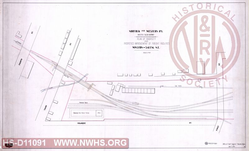 N&W Ry, Winston-Salem District, Plan of Property and Proposed improvement of Freight Facilities, Winston-Salem N.C