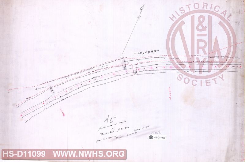 Map of North side of track at "Boyds Cut" N.C. Div., North Rail Base Line