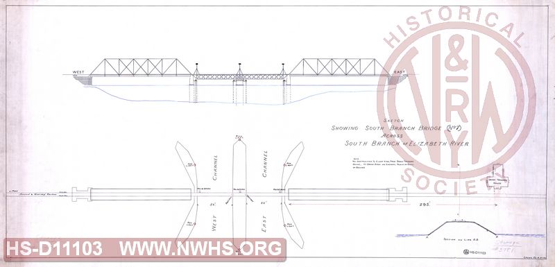 Sketch showing South Branch Bridge (No 7) across South Branch of Elizabeth River