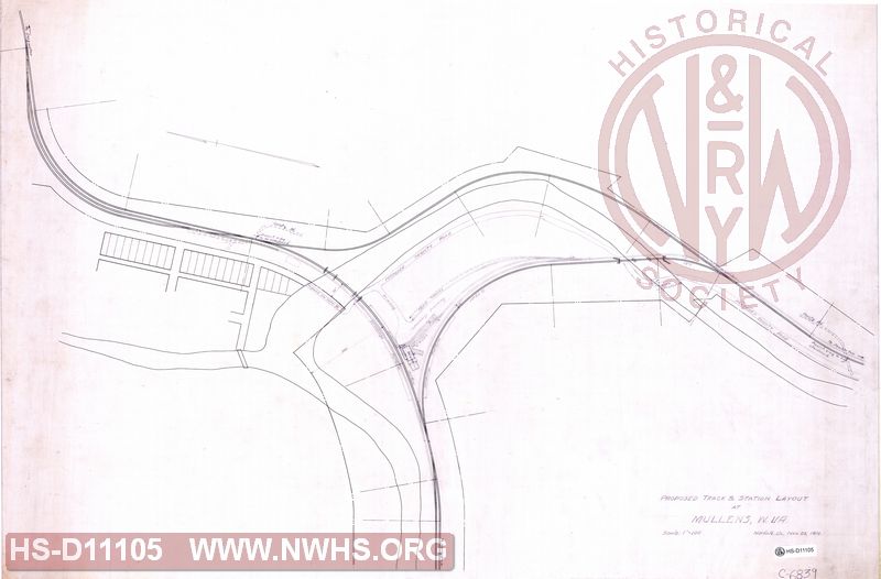 Proposed Track & Station Layout at Mullens, W.VA.