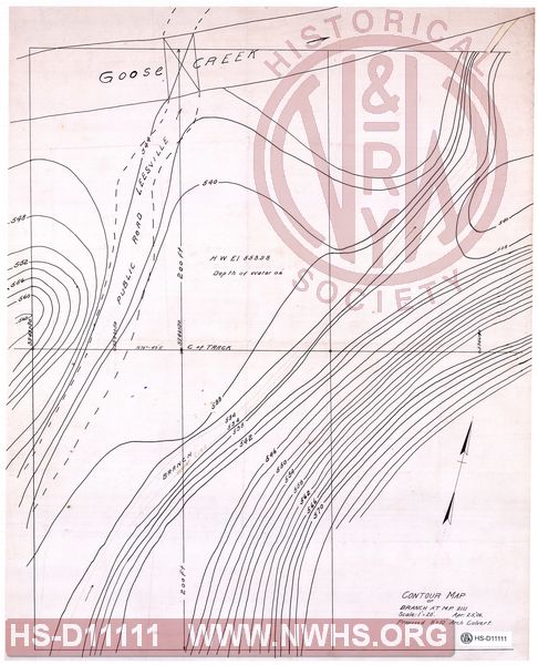 Contour Map of Branch at MP 211.1, Proposed 8'x10' Culvert
