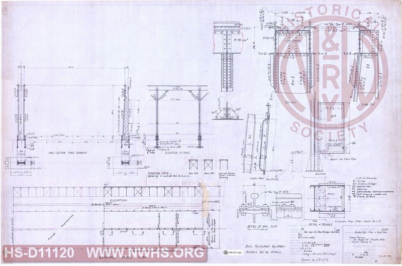 Anchor Bolt Plan & Steel Plan for Crane Runway, Car Repair Yard - Princeton W.Va