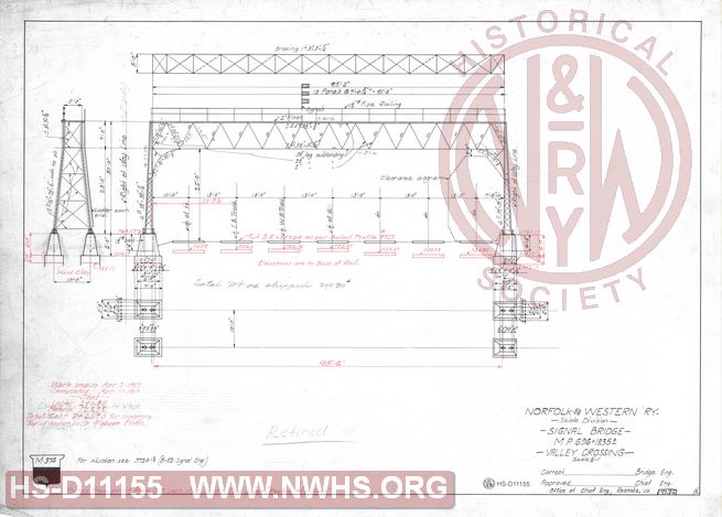 N&W Rwy, Scioto Division, Signal Bridge, MP 696+1835', Valley Crossing