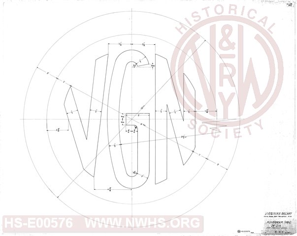Virginian Railway Monogram for Freight Cars 28" Diameter VGN S-1415