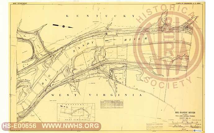 Navagation Survey Map Big Sandy River including Tug and Levisa Forks U. S. Army Corps of Engineers  KY and WV Mile 16