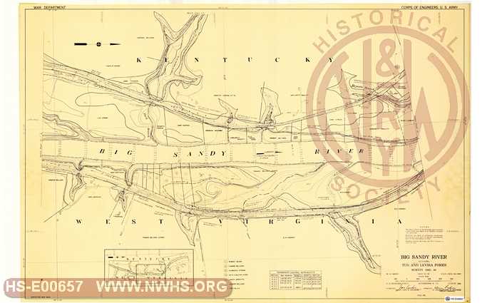 Navagation Survey Map Big Sandy River including Tug and Levisa Forks U. S. Army Corps of Engineers  KY and WV Mile 17
