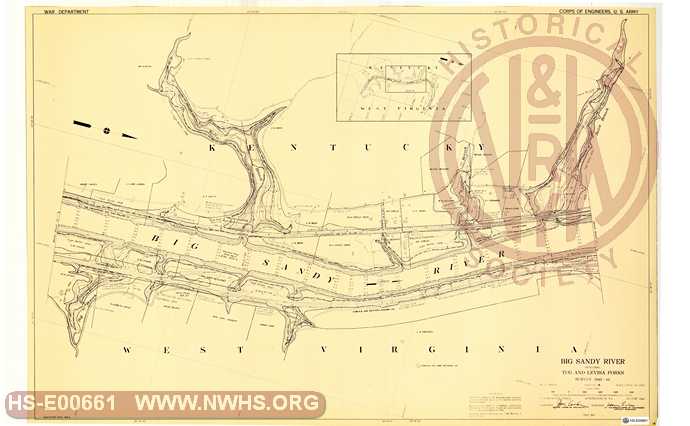 Navagation Survey Map Big Sandy River including Tug and Levisa Forks U. S. Army Corps of Engineers  KY and WV Mile 23