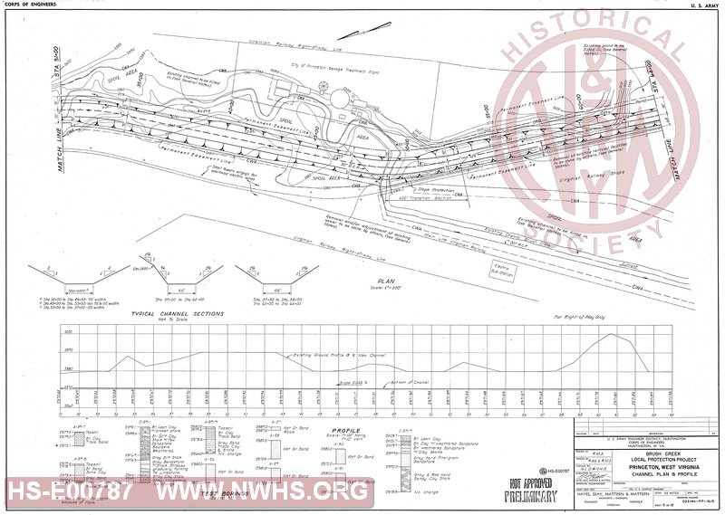 Brush Creek Local Protection Project, Princeton WV, Channel, Plan and Profile.