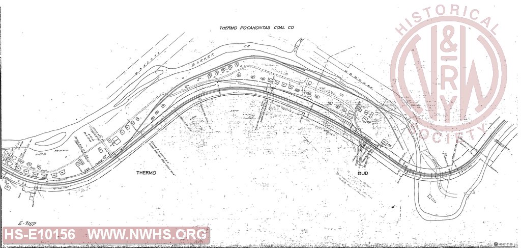Map showing track, bridges and structures between Thermo and Bud, W. Va.
