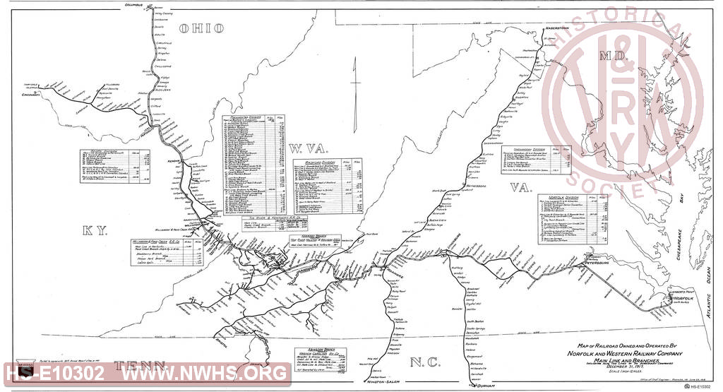 Map of Railroad Owned and Operated by Norfolk and Western Railway Company