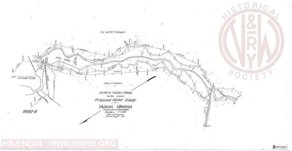 Proposed Water Supply at Yadkin, Virginia, Norfolk Division, Norfolk & Western Railway