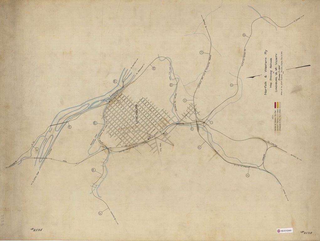 Norfolk & Western Ry, Map showing Railroads in Lynchburg, Va and Vicinity