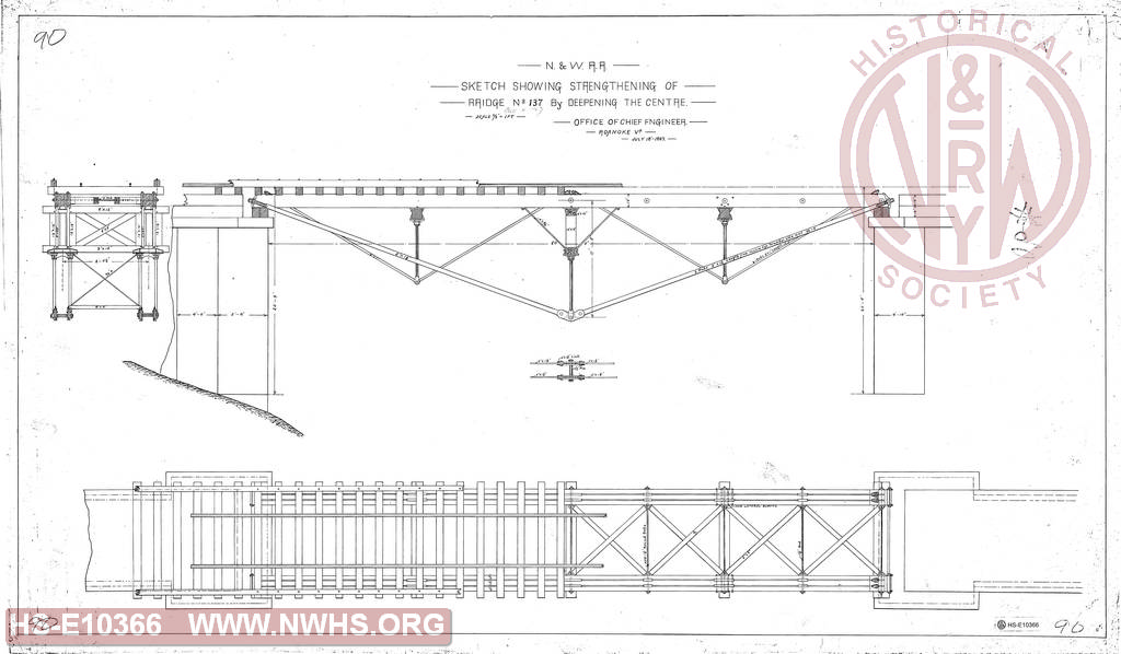 N&W RR, Sketch Showing Strengthening of Bridge No. 137 by Deepening the Centre.