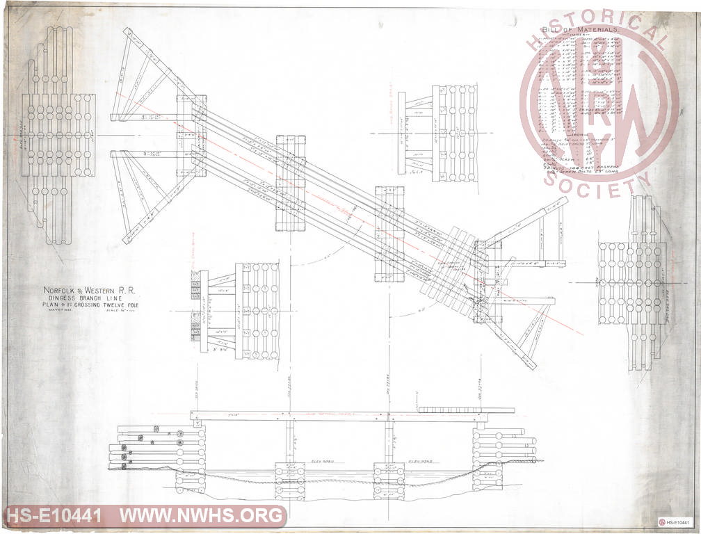 Plan of 1st Crossing Twelve Pole, Dingess Branch Line, Norfolk & Western RR