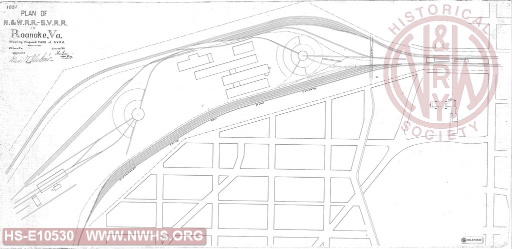 Plan of N&W RR - SV RR in Roanoke VA showing Proposed Yard of SVRR.