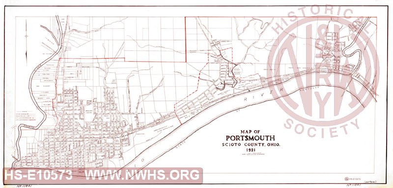 Map of Portsmouth, Scioto County OH, 1921.