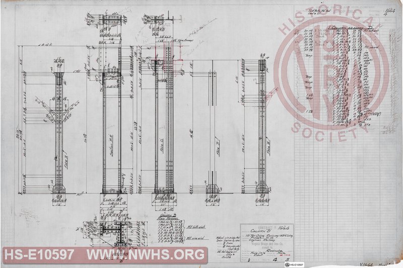 Column D, for 10 Ton Crane Runway - 363'-6" Long, for VGN Railway, Princeton WV