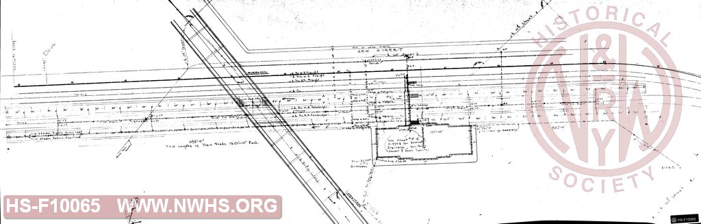 Drawing of drainage along platforms and tracks at Portsmouth, OH passenger station
