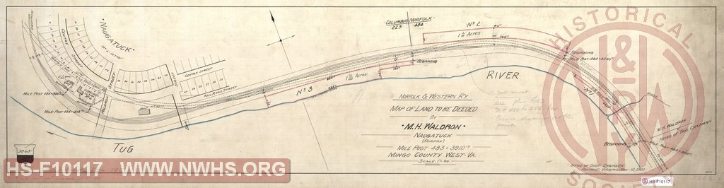 Map of Land to be Deeded by M.H. Waldron, Naugatuck, Mingo County, West Virginia