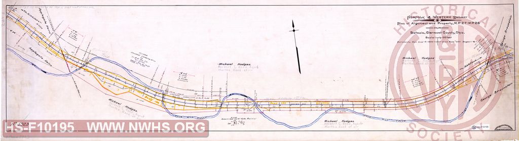 Plan of Alignment and Property, MP 27 to MP 28, near Batavia, Clermont County OH.
