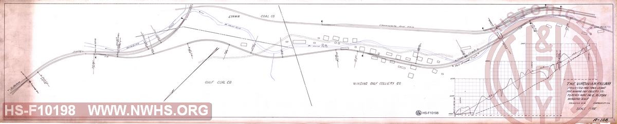 Projected Mine Track Layout for Winding Gulf Colliery Co. to reach Mine No. 2, Right Fork Winding Gulf.